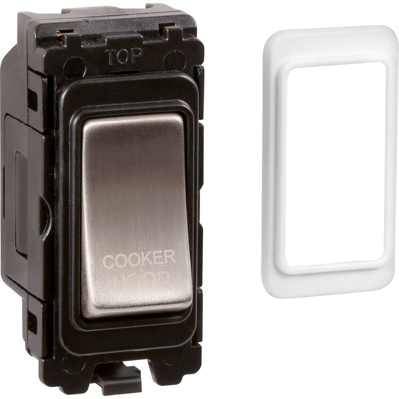 Brushed Chrome 20A DP Engraved Grid Switch - Cooker Hood - GSCHBC
