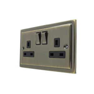 Antique Brass Double 2 Gang 13a Socket R07AB