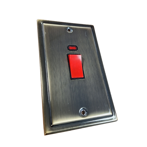 Antique Brass 45A Double Vertical Cooker Switch R40AB