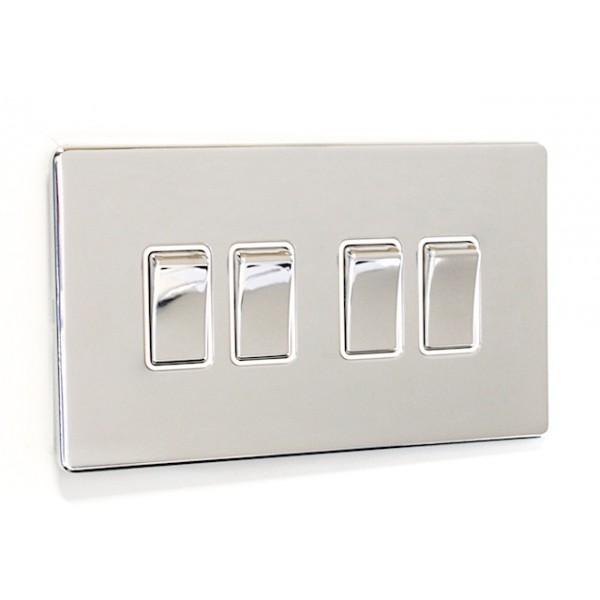 4 Gang Quad 10a Light Switch - SG04PCW