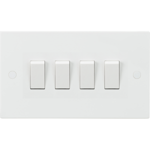 4 Gang Quad 10a Light Switch Square SN4100