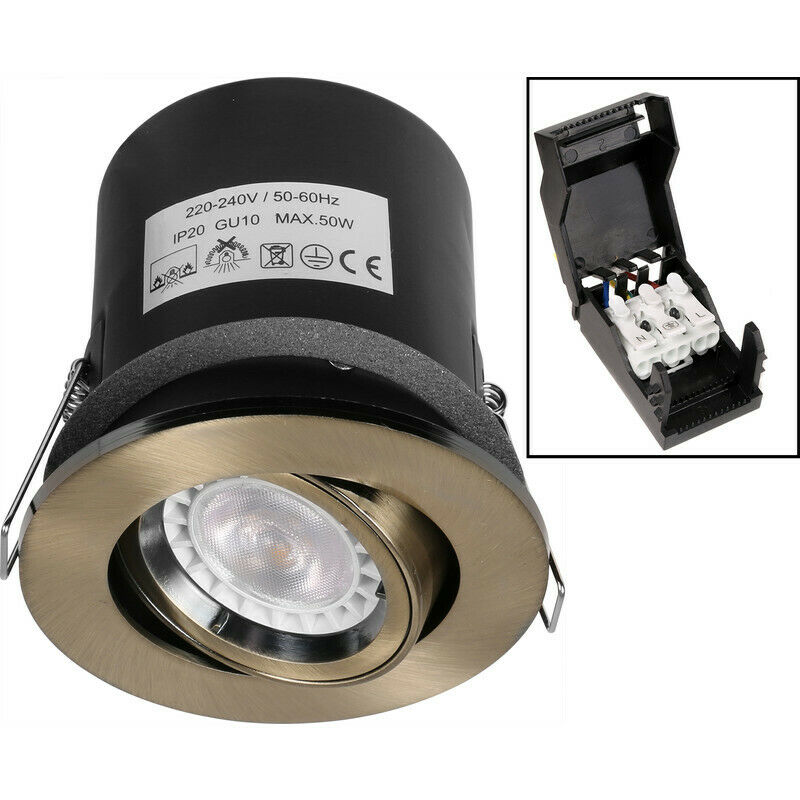 Antique Brass Tilt/Adjustable Fire Rated Downlight - VUEP545