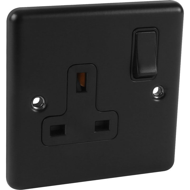 Matt Black 1 Gang DP Socket 13a - W06MBB