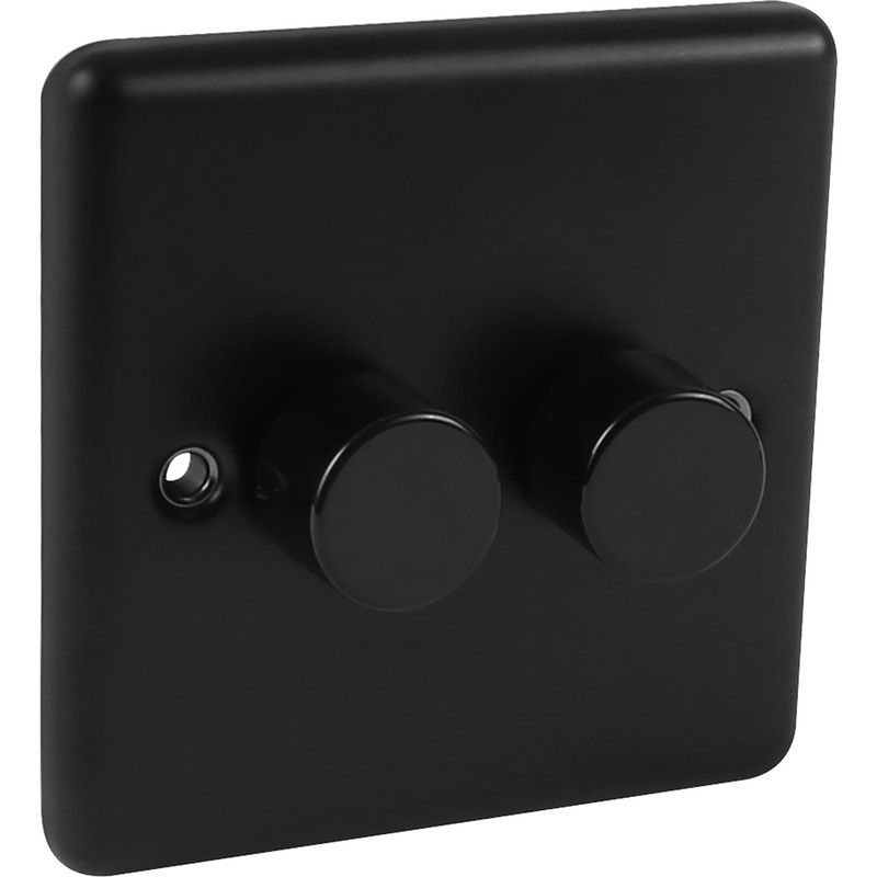 Matt Black 2 Gang 5w-150w Intelligent LED Dimmer - W11MBB-IN25
