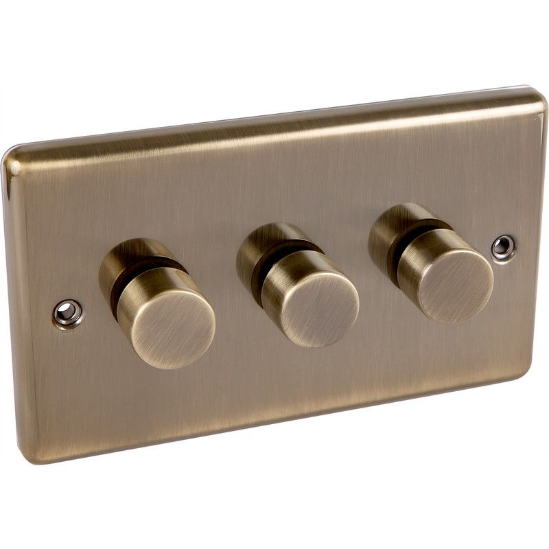 Antique Brass 3 Gang 250W Dimmer Switch - W12AB