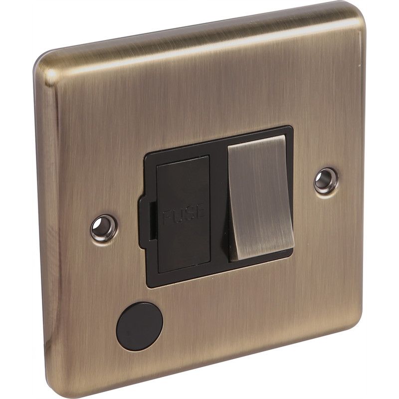 Antique Brass 13A Switched Fuse Spur - W38AB