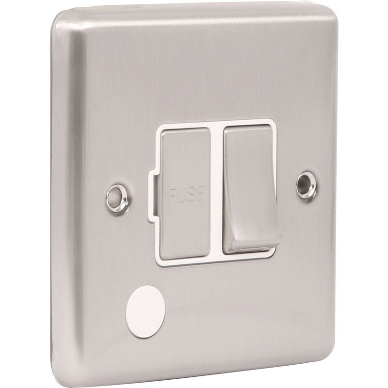 Brushed Steel 13A Switched Fuse Spur W38BSW