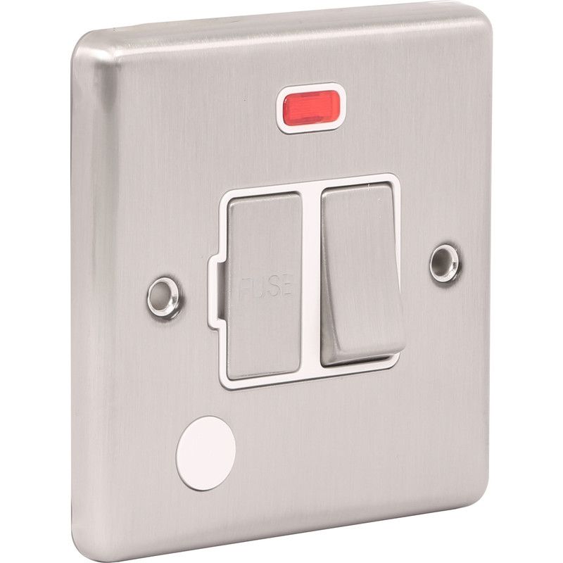 Brushed Steel 13A Switched Fuse Spur with Neon W39BSW