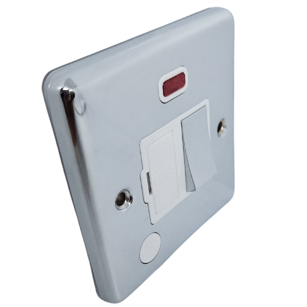 Polished Chrome 13A Switched Fuse Spur with Neon - W39PCW