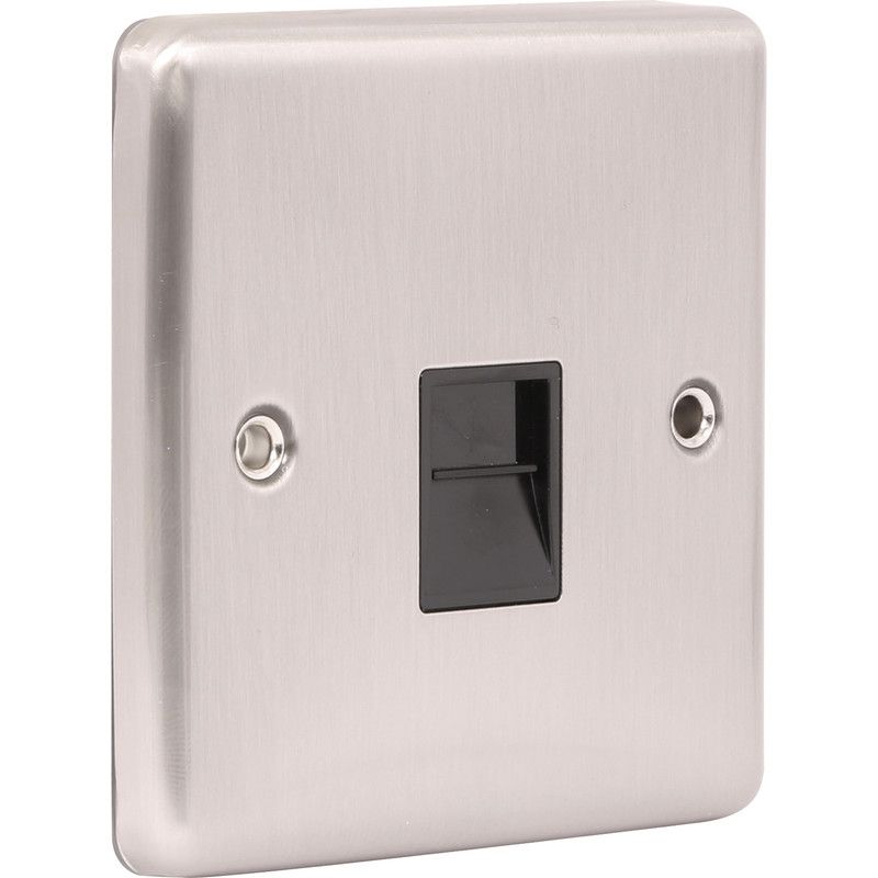 Brushed Steel Telephone BT Master Socket -  W45BSB