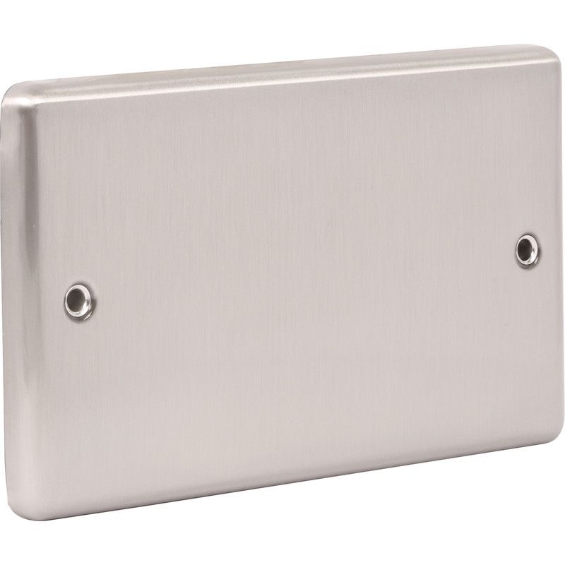 Brushed Steel Double Blanking Plate W50BS