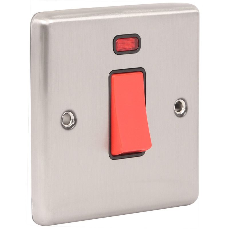 Brushed Steel 45A Single Cooker Switch -  W52BSB