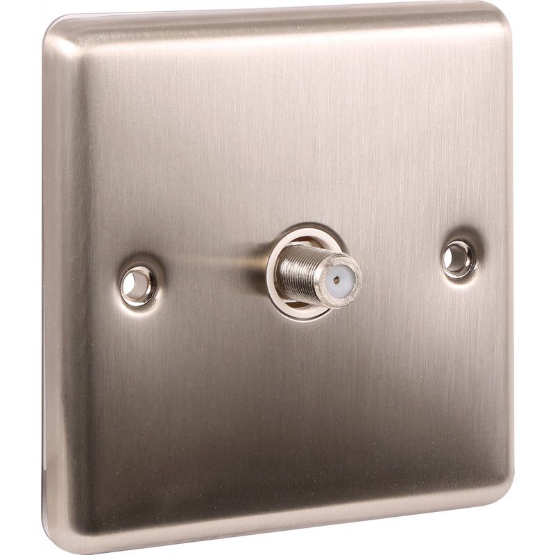 Brushed Steel 1 Gang Satellite Outlet W59BSW