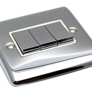Polished Chrome - 3 Gang Treble 10a Light Switch D03PCW