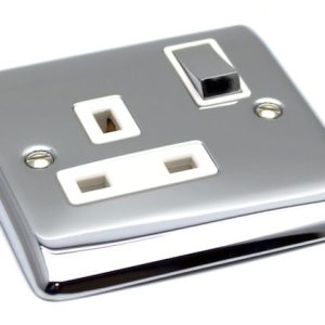 Polished Chrome - Single 1 Gang 13a Socket D06PCW