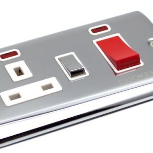 Polished Chrome 45A Cooker Switch with Socket D41PCW