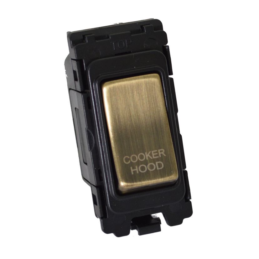 Antique Brass 20A DP Engraved Grid Switch - Cooker Hood - GSCHAB