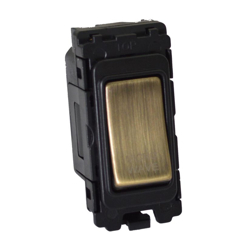 Antique Brass 20A DP Engraved Grid Switch - Microwave - GSMWAB