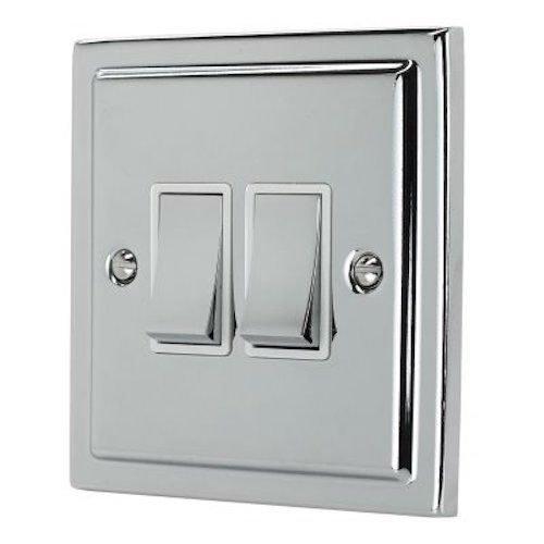 2 Gang Double 10a Light Switch R02PCW