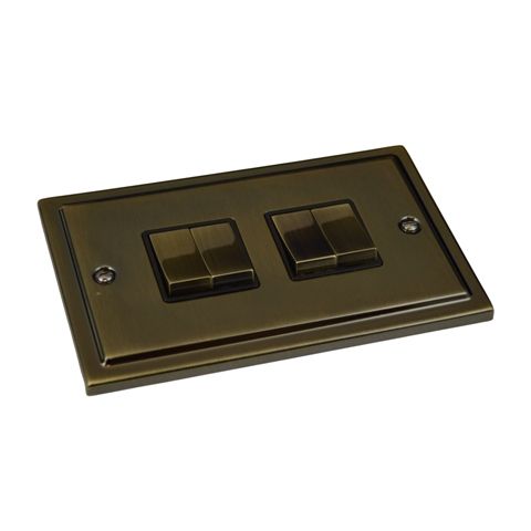 Antique Brass 4 Gang Quad 10a Light Switch R04AB