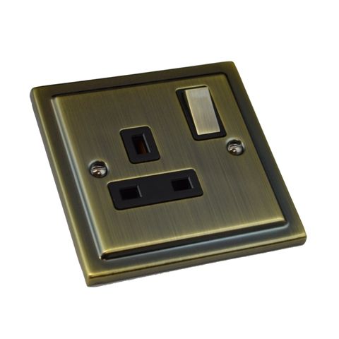 Antique Brass Single 1 Gang  13a Socket R06AB