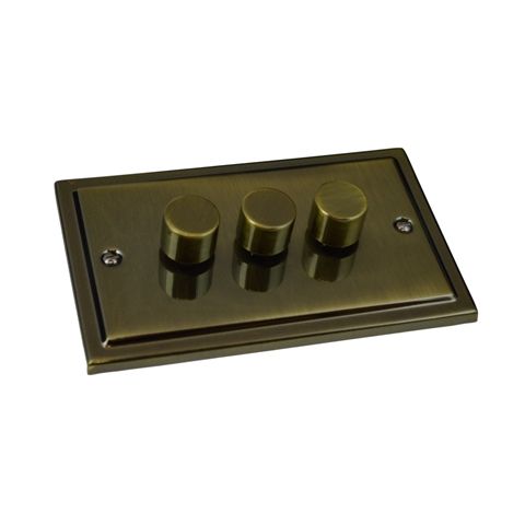 Antique Brass 3 Gang 250W Dimmer Switch R12AB