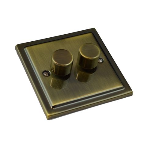 Antique Brass 2 Gang 400W Dimmer Switch R23AB