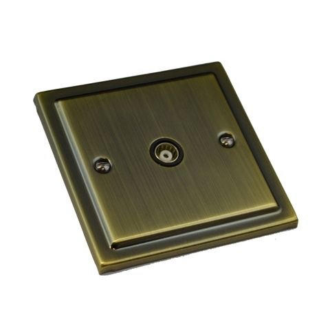 Antique Brass 1 Gang TV Coaxial Outlet R42AB