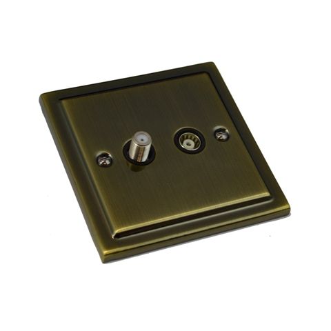 Antique Brass Satellite & TV Outlet -  R54AB