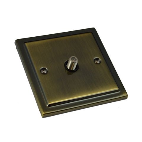 Antique Brass 1 Gang Satellite Outlet R59AB