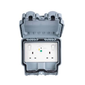 SFGRCD - IP66 2 Gang 13A 30mA Type-A RCD Lockable Double Pole Switched Socket