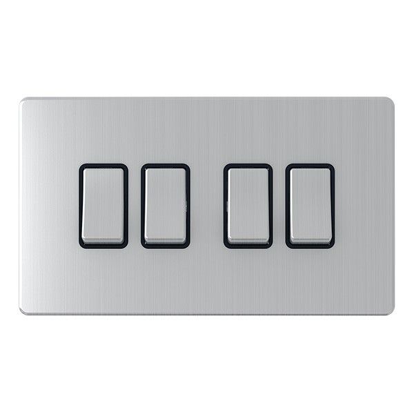 4 Gang Quad 10a Light Switch - SG04BCB