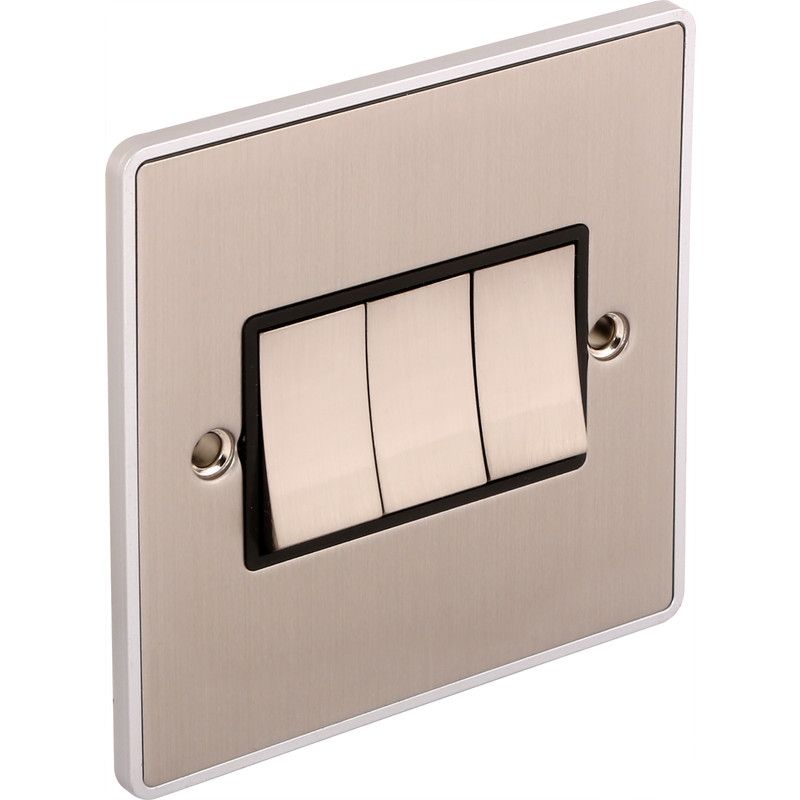Urban Edge 3 Gang Treble 10a Light Switch - UE03BCB