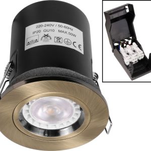 Antique Brass Fixed Fire Rated Downlights with Push Connection - VUEP540