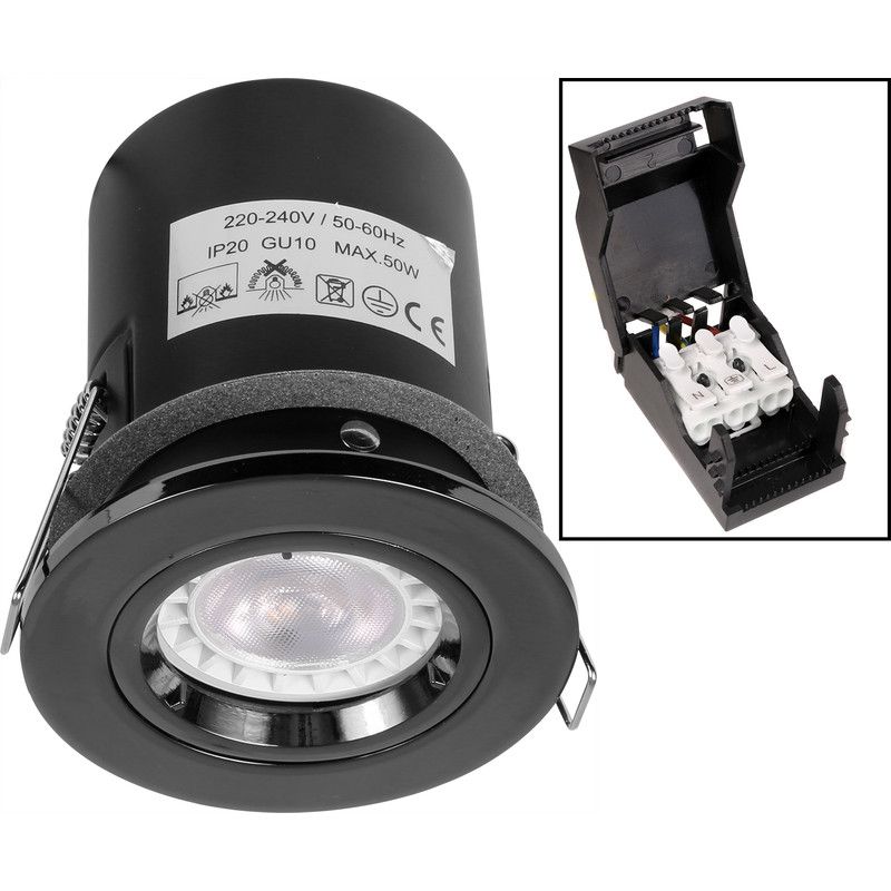 Black Nickel Fixed Fire Rated Downlights with Push Connection - VUEP541