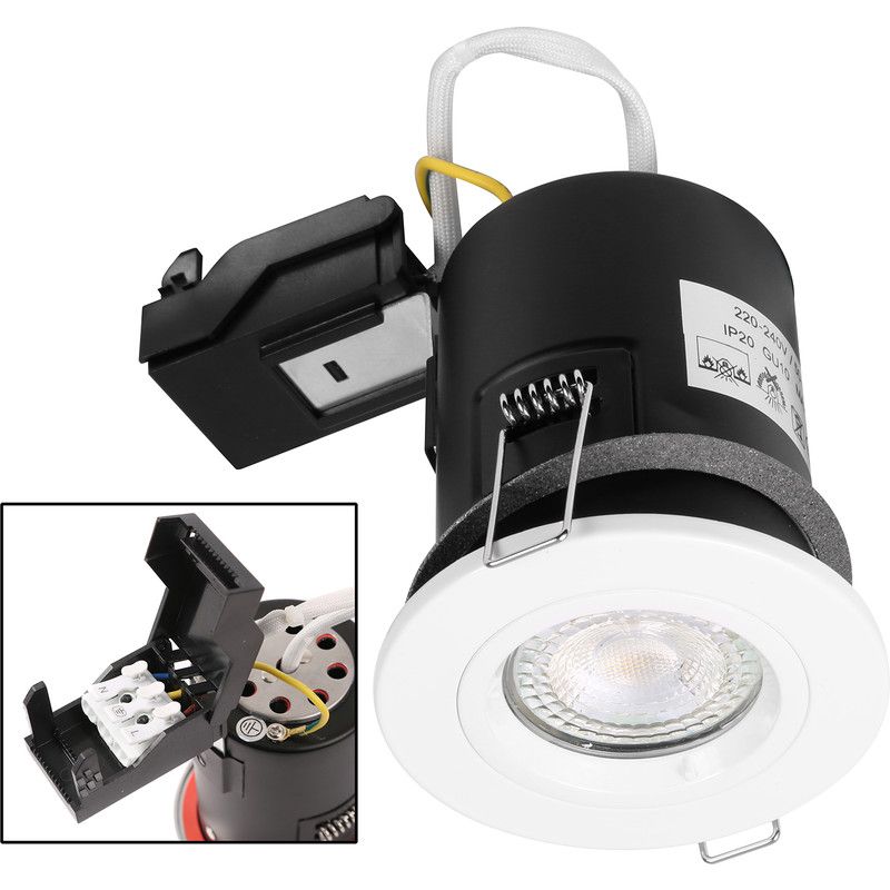 White Fixed Fire Rated Downlight GU10 IP20 with Quick Connectors VUEP542