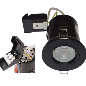Matt Black Fixed Fire Rated Downlights with Push Connection - VUEP565