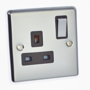 Polished Chrome Single 1 Gang 13a Socket - W06PCB