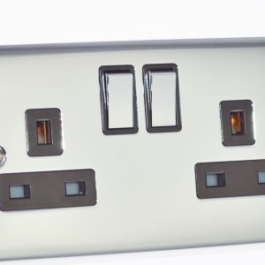 Polished Chrome Double 2 Gang 13a Socket - W07PCB
