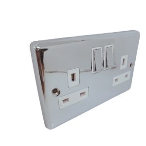 Pack of 10 - Windsor Polished Chrome White Double Gang Sockets