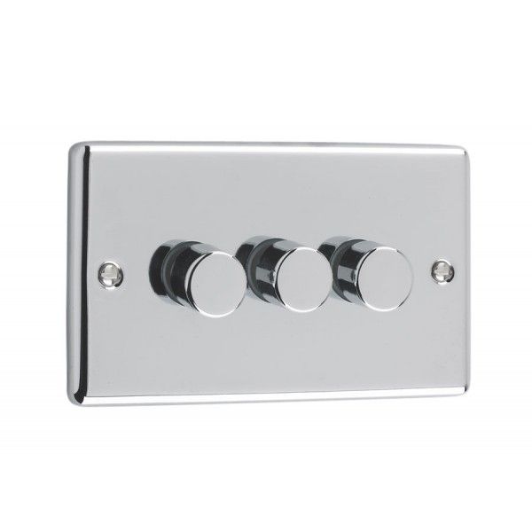 Polished Chrome 3 Gang 250W Dimmer Switch - W12PC