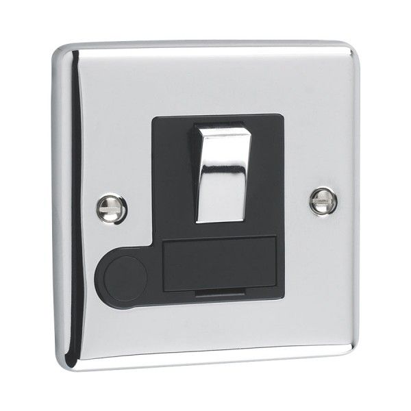 Polished Chrome 13A Switched Fuse Spur - W38PCB