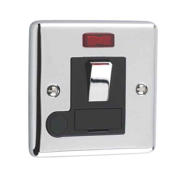 Polished Chrome 13A Switched Fuse Spur with Neon - W39PCB