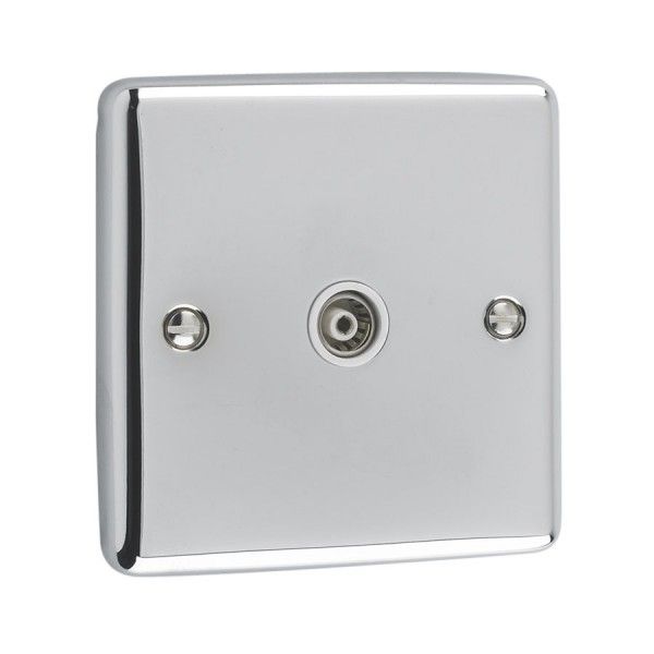 Polished Chrome 1 Gang TV Coaxial Outlet - W42PCW