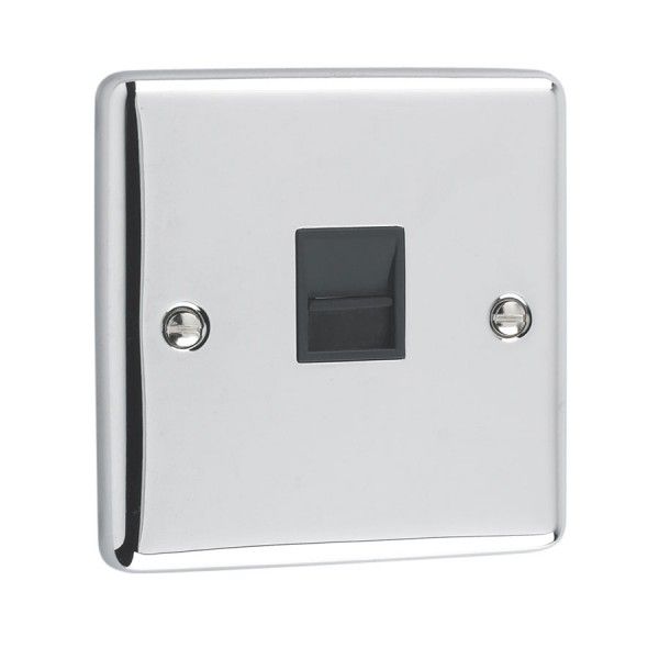Polished Chrome Telephone BT Slave Socket - W44PCB