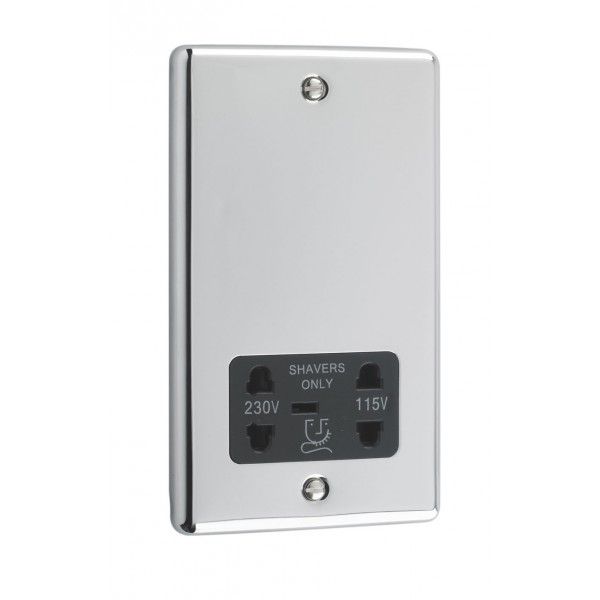 Polished Chrome Shaver Socket - W48PCB