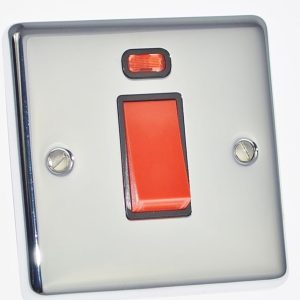 Polished Chrome 45A Single Cooker Switch - W52PCB