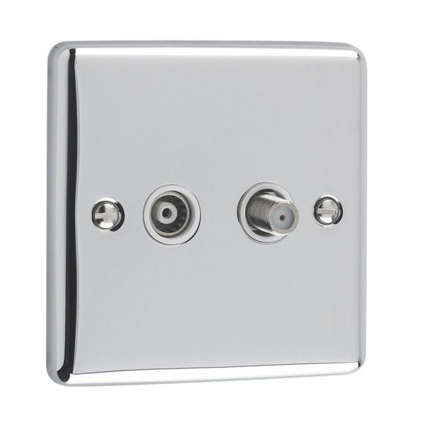 Polished Chrome Satellite & TV Outlet - W54PCW