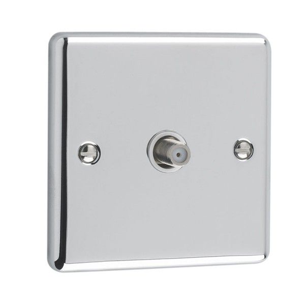 Polished Chrome 1 Gang Satellite Outlet - W59PCW