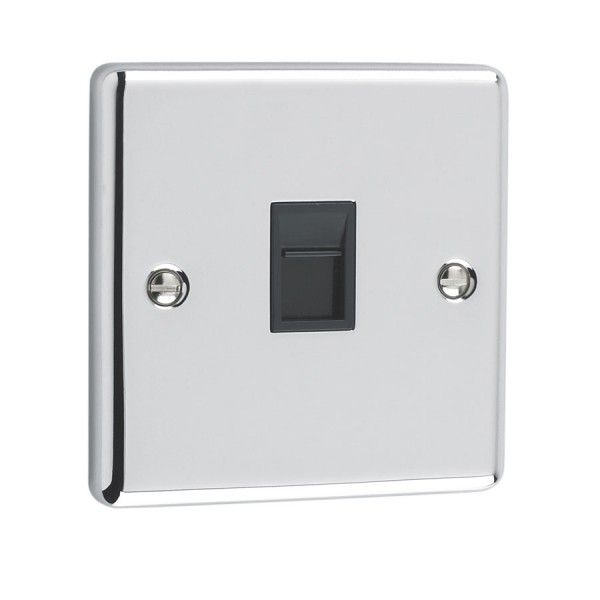 Polished Chrome 1 Gang RJ45 Socket - W62PCB